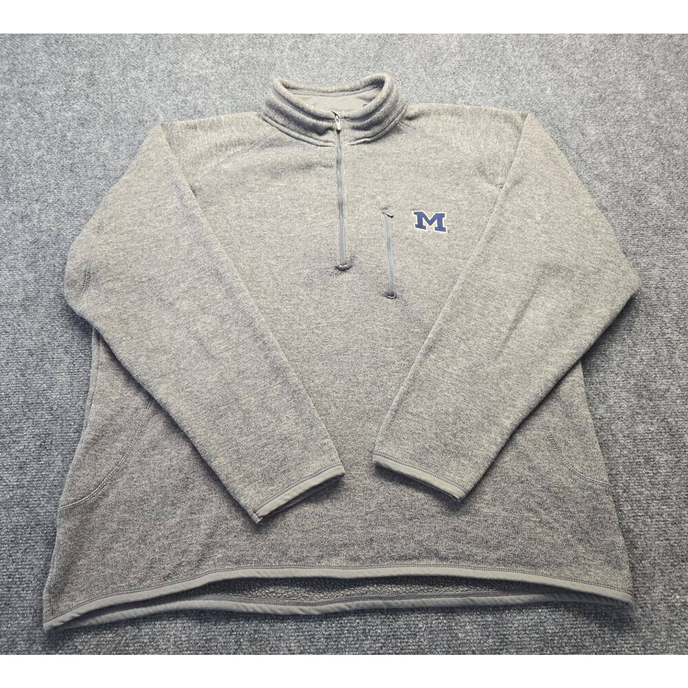 Vtg Michigan Wolverines Crable Apparel Knit Gray 1/4 Zip Pullover Sweatshirt 2XL